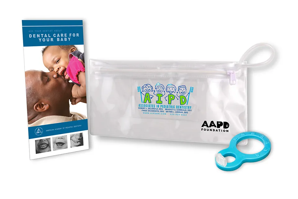 AAPD referral kit sample pouch brush and pamphlet.